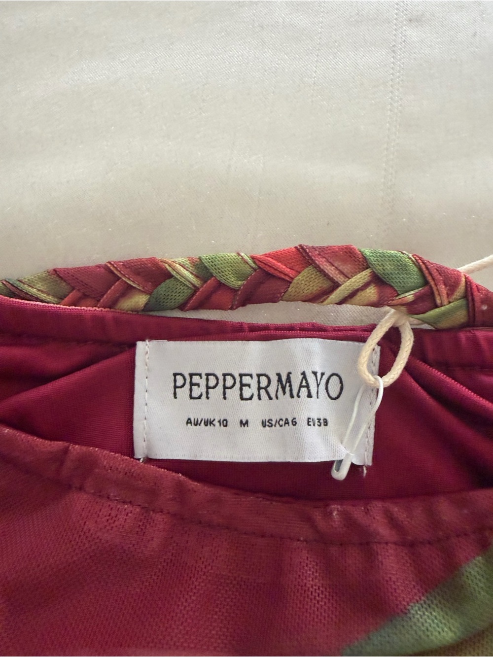 NWT Peppermayo Burgundy Floral Asymmetrical Mini Skort - Picture 5 of 7